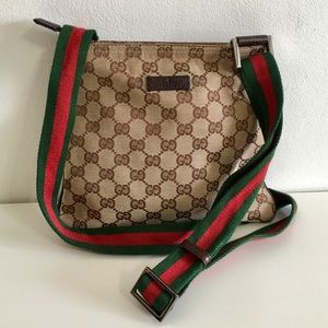 ‼️SOLD‼️Authentic GUCCI brown canvas crossbody bag
